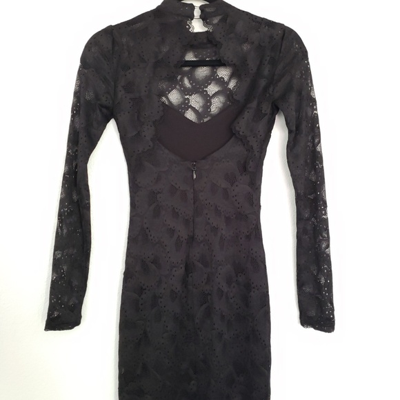 bebe Lace mock neck body con dress - Picture 4 of 8